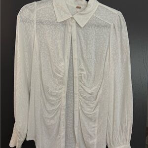 Free People Cream Ruched Blouse